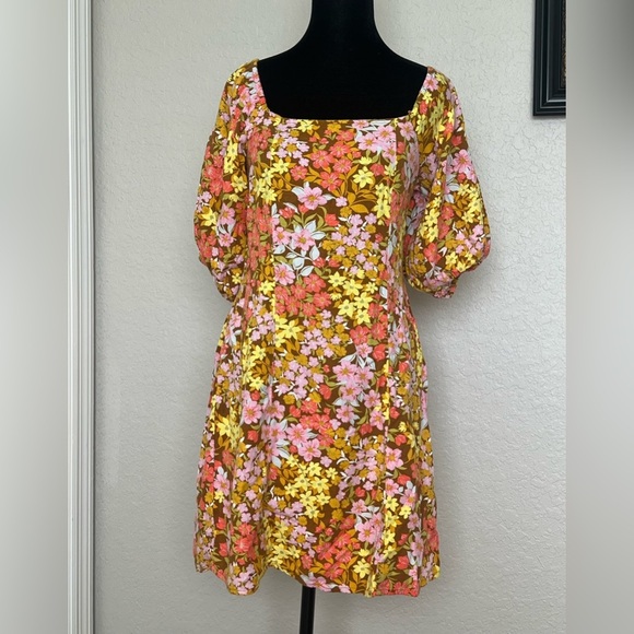 Billabong Floral Yellow and Pink Dress - Picture 7 of 8